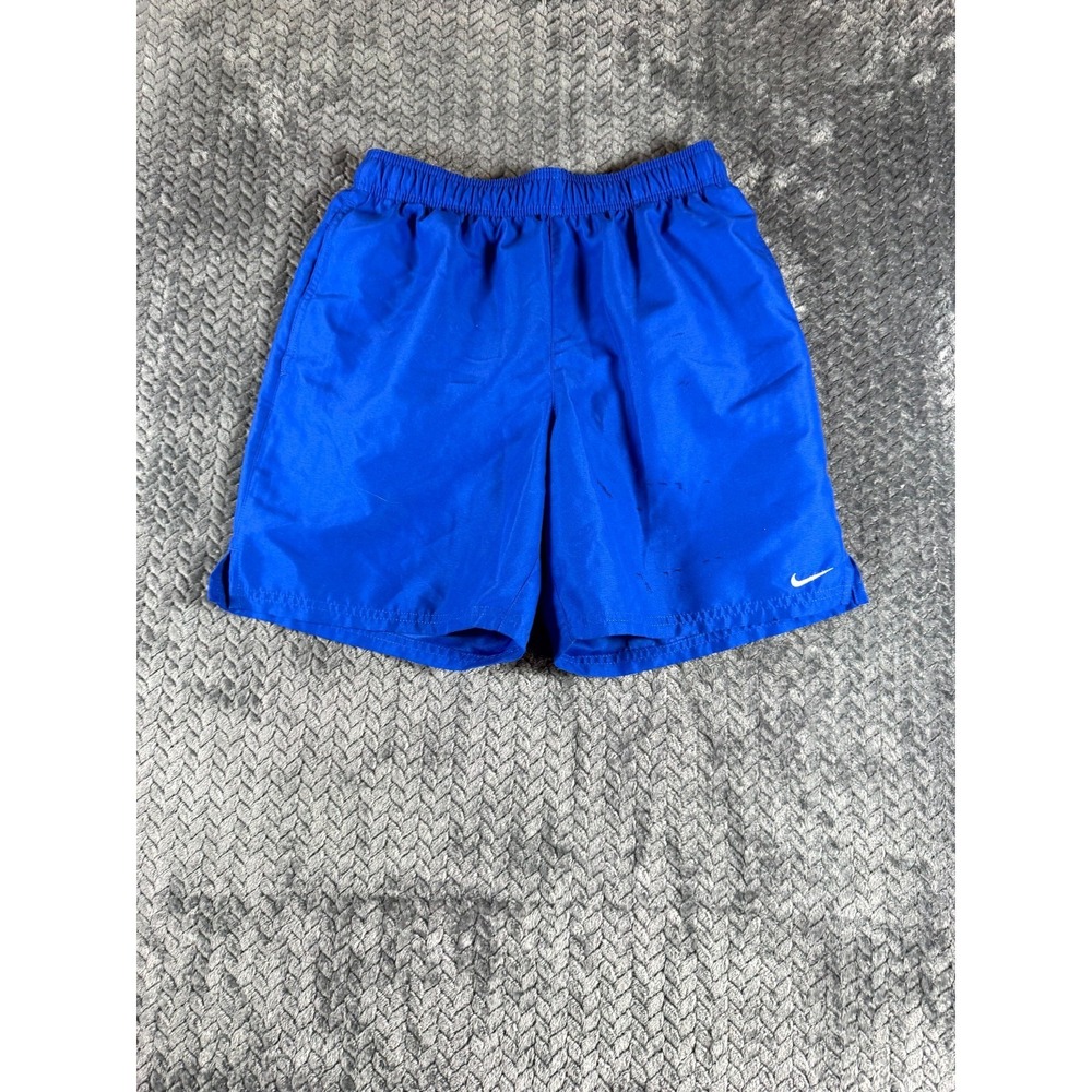 Nike Swim Trunks Short Mens S Blue Swoosh Logo Performance Surfing Elastic Waist